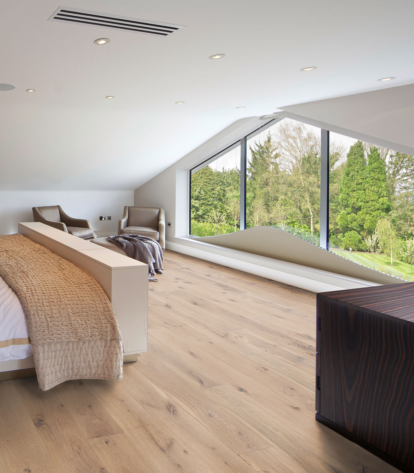 Rocky Mountains white wide plank hardwood — room view