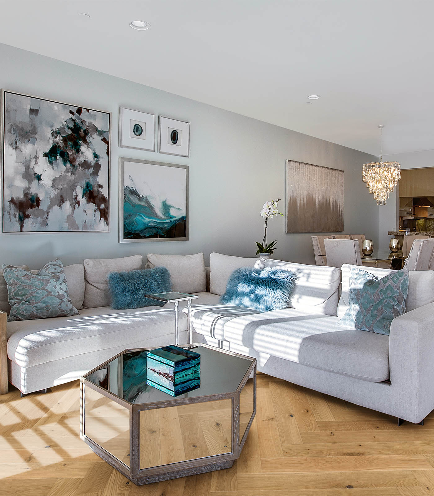 Bora Bora wide-plank hardwood floor in a luxury living room