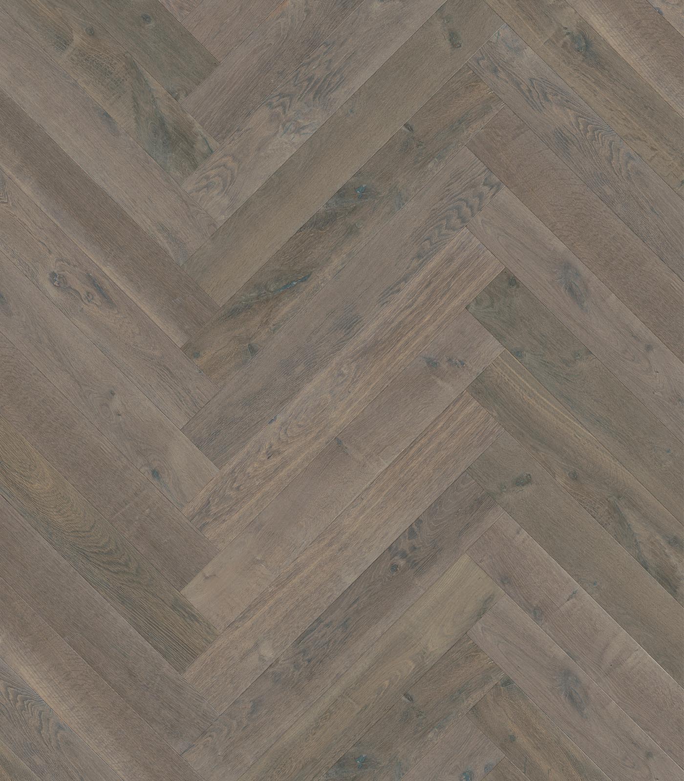 Herringbone Uluwatu cold grey wide plank hardwood — flat view