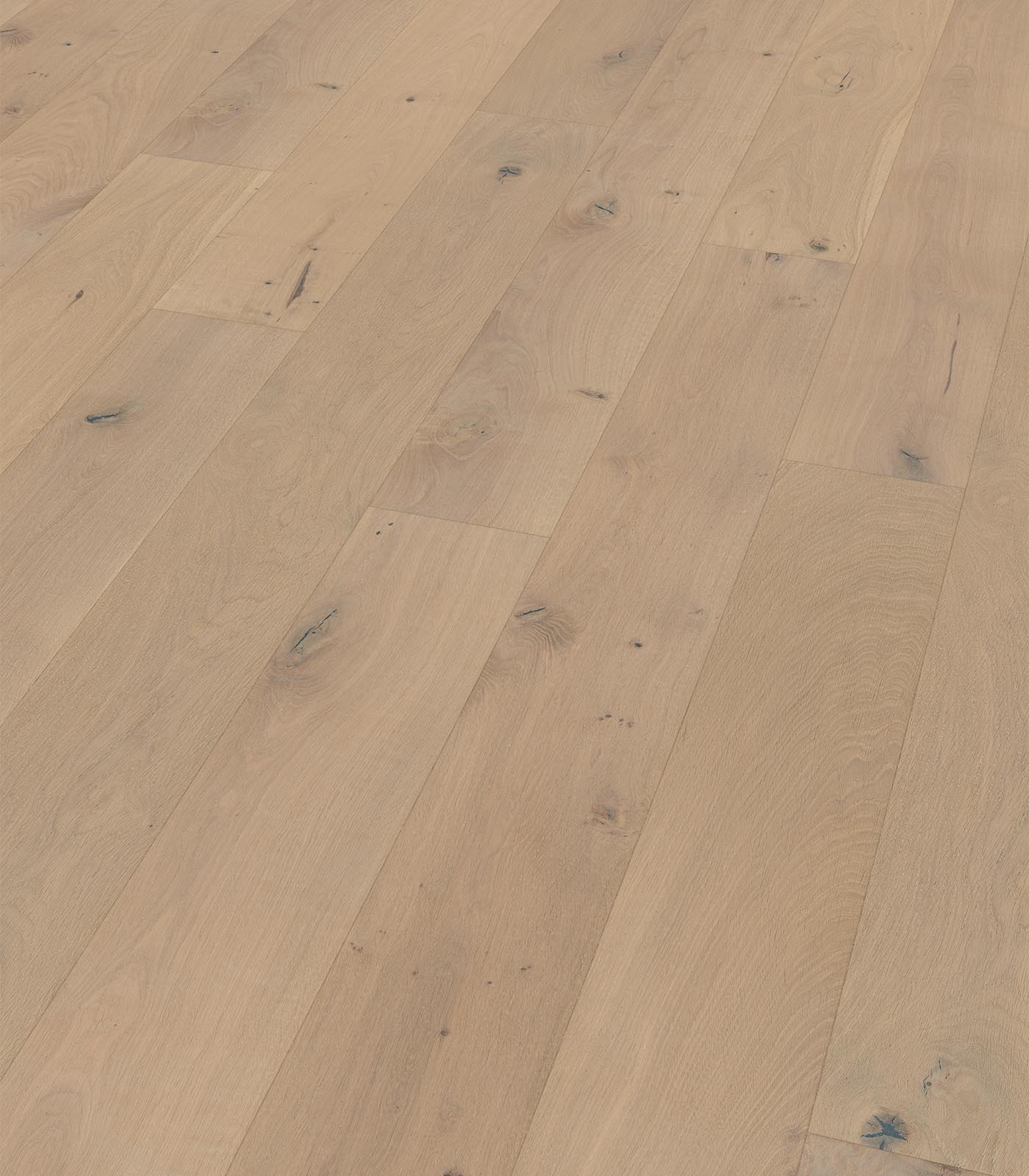 Cayman light brown wide plank hardwood — angle view