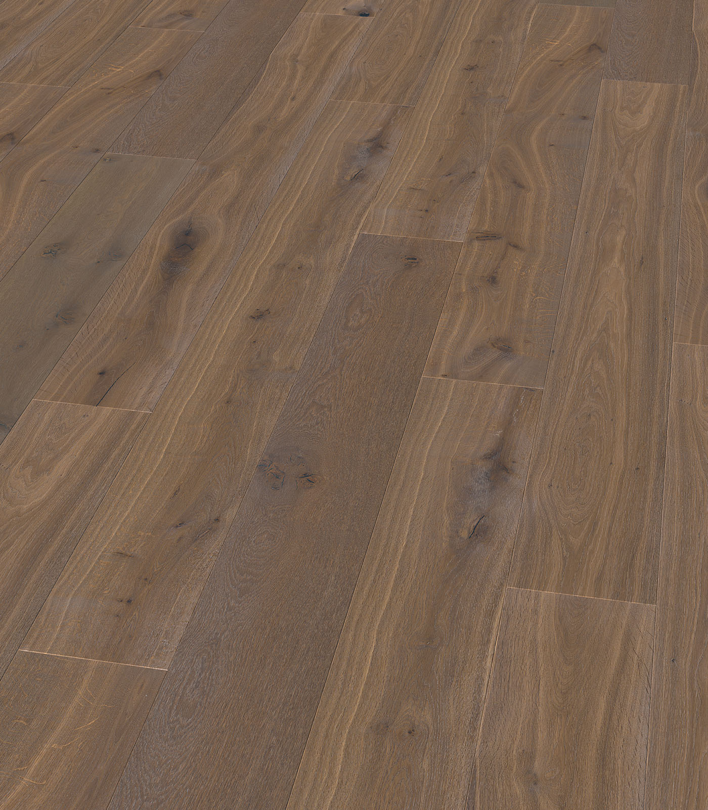Biarritz warm grey wide plank hardwood — angle view