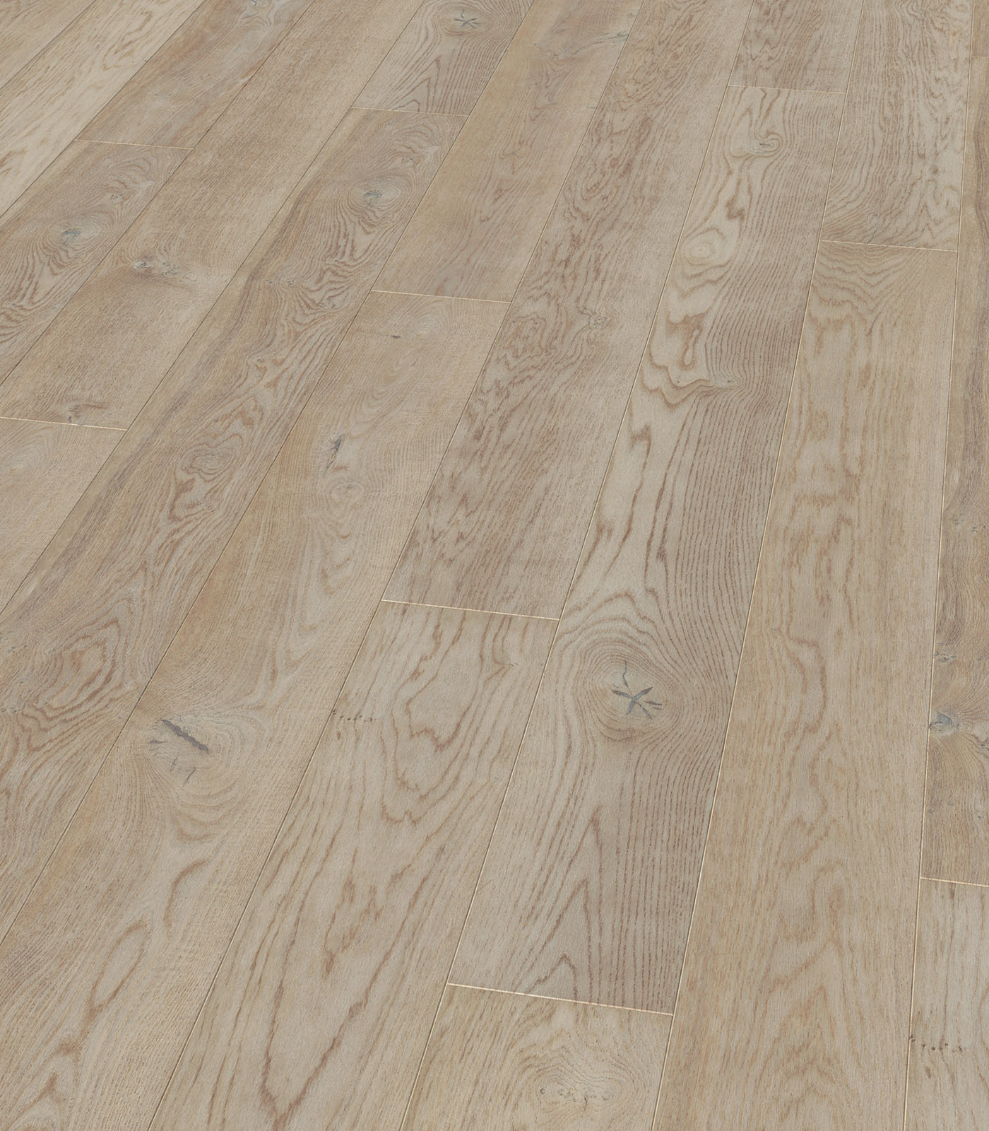 Papeete white wide plank hardwood — angle view