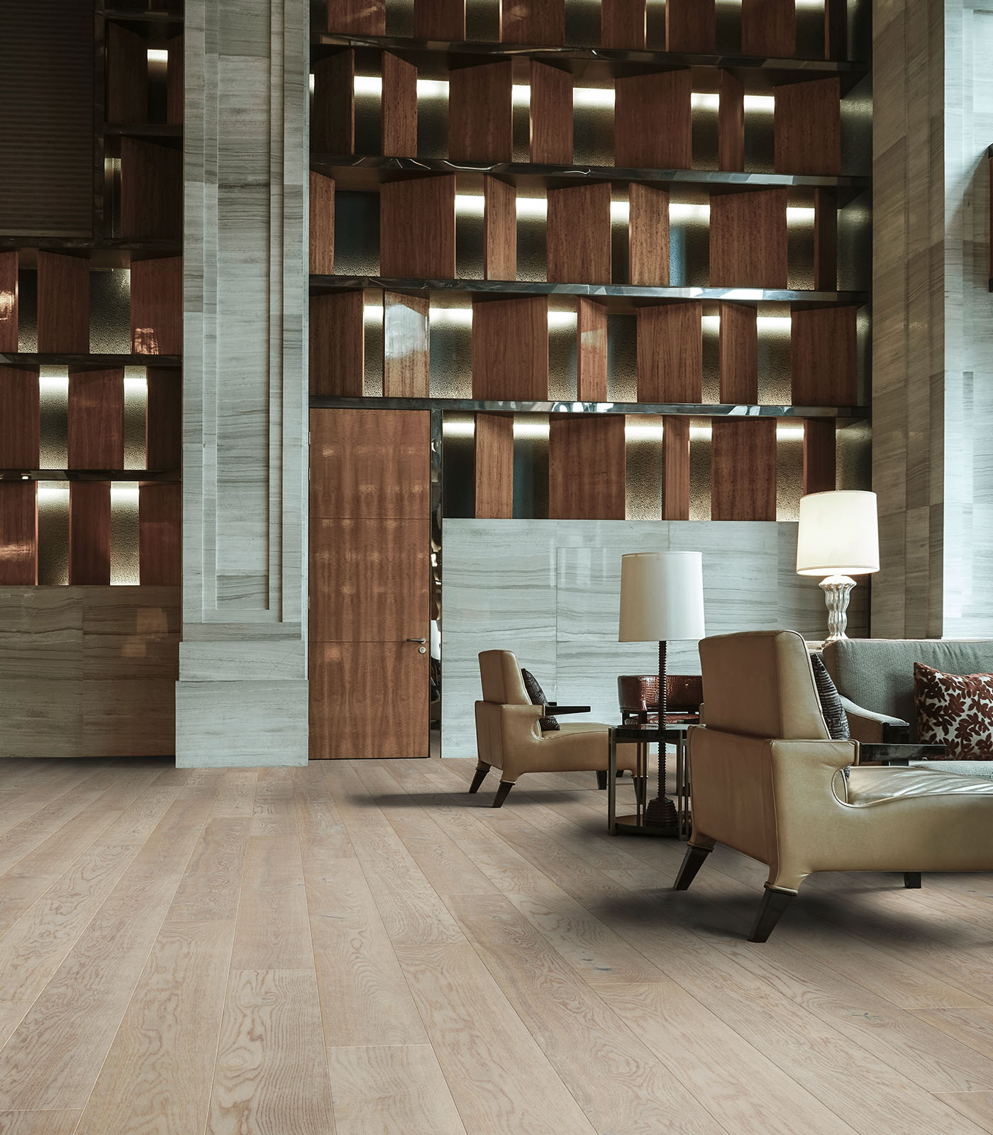 Uluwatu Brushed wide-plank hardwood in a coastal-inspired room