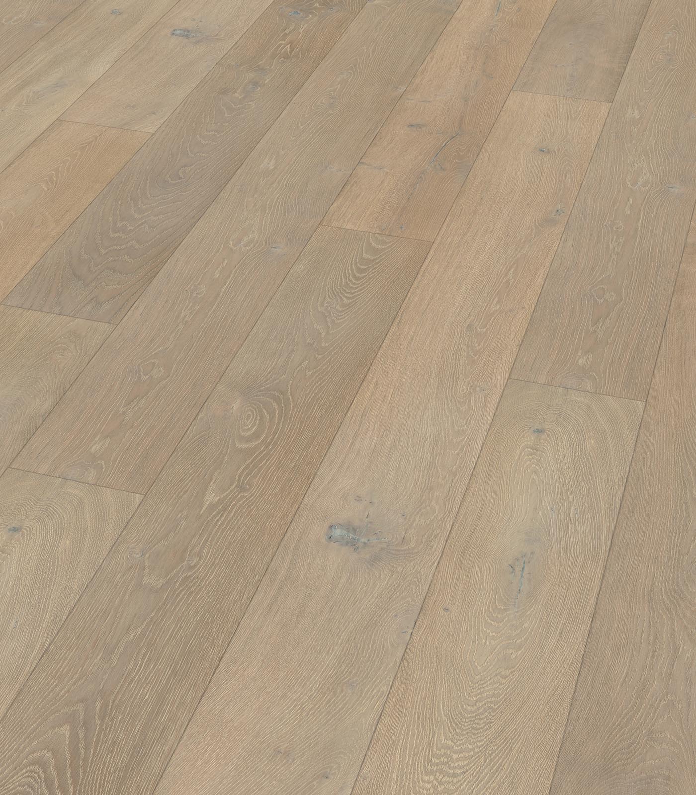 Tahiti cold grey wide plank hardwood — angle view
