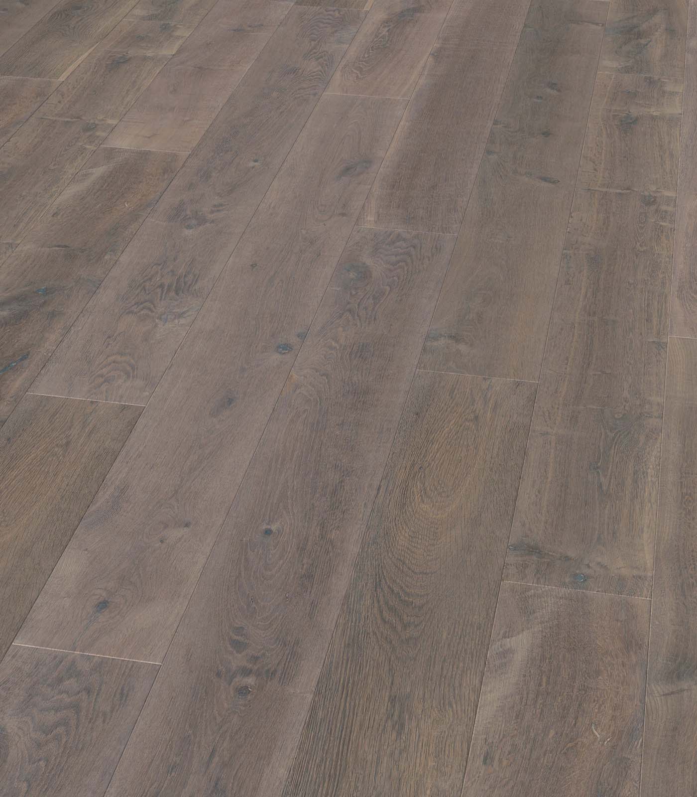 Uluwatu Smooth cold grey wide plank hardwood — angle view